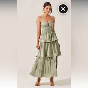 ASTR Sage Green Tiered Maxi Dress NWT